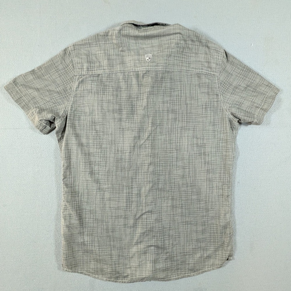Kuhl Button Down Shirt Mens Small Grey Tapered Fit Short‎ Sleeve Grid Pattern - Picture 3 of 8